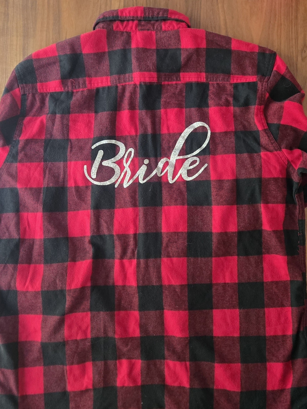 Bride Buffalo Plaid Flannel Shirt Red Black Getting Ready Bachelorette Shacket3x